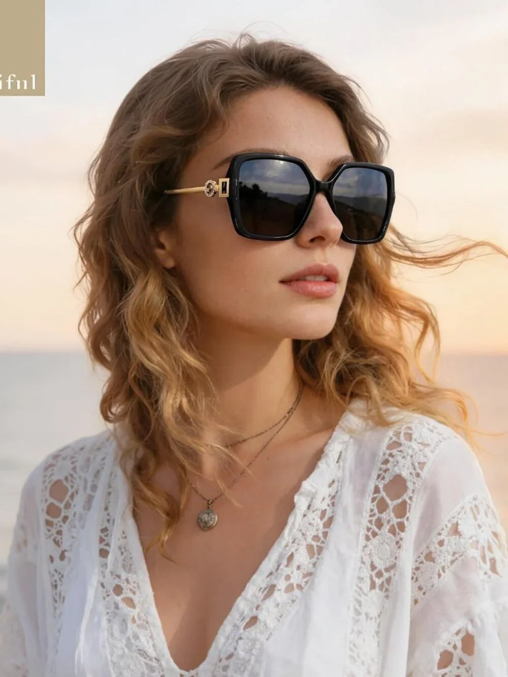 Vintage-Inspired Oversized Square Polarized Sunglasses for Women - UV Protection